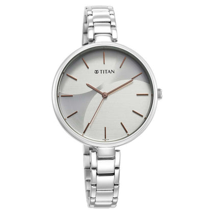 Titan Purple Stackables Quartz Alog Two Toned Dial Stainless Steel Strap Watch for Women