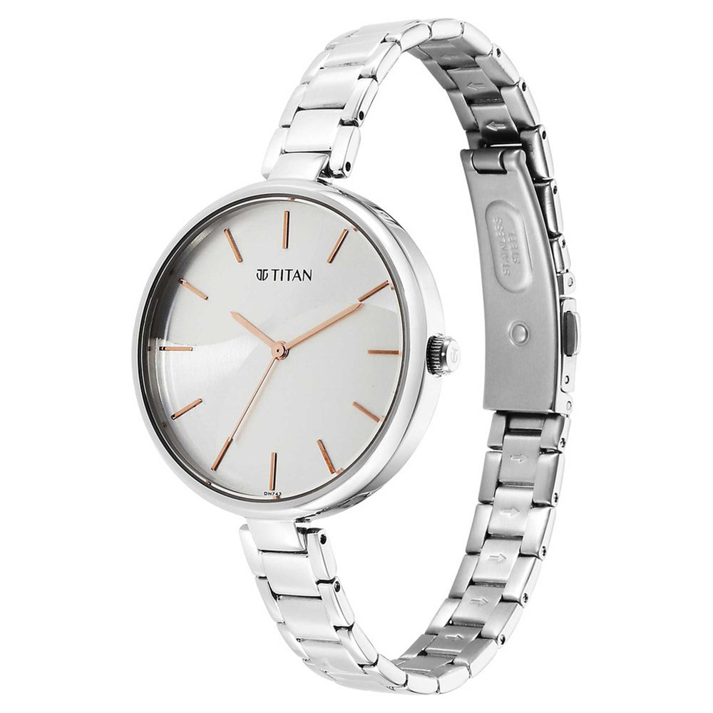 Titan Purple Stackables Quartz Alog Two Toned Dial Stainless Steel Strap Watch for Women