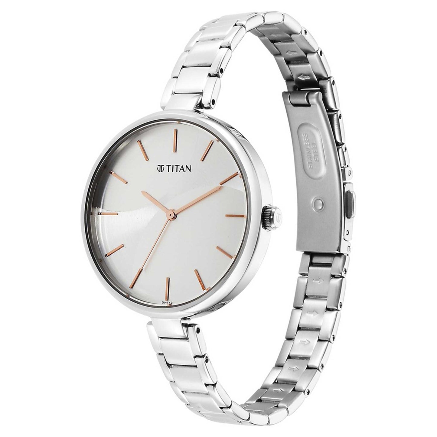Titan Purple Stackables Quartz Alog Two Toned Dial Stainless Steel Strap Watch for Women
