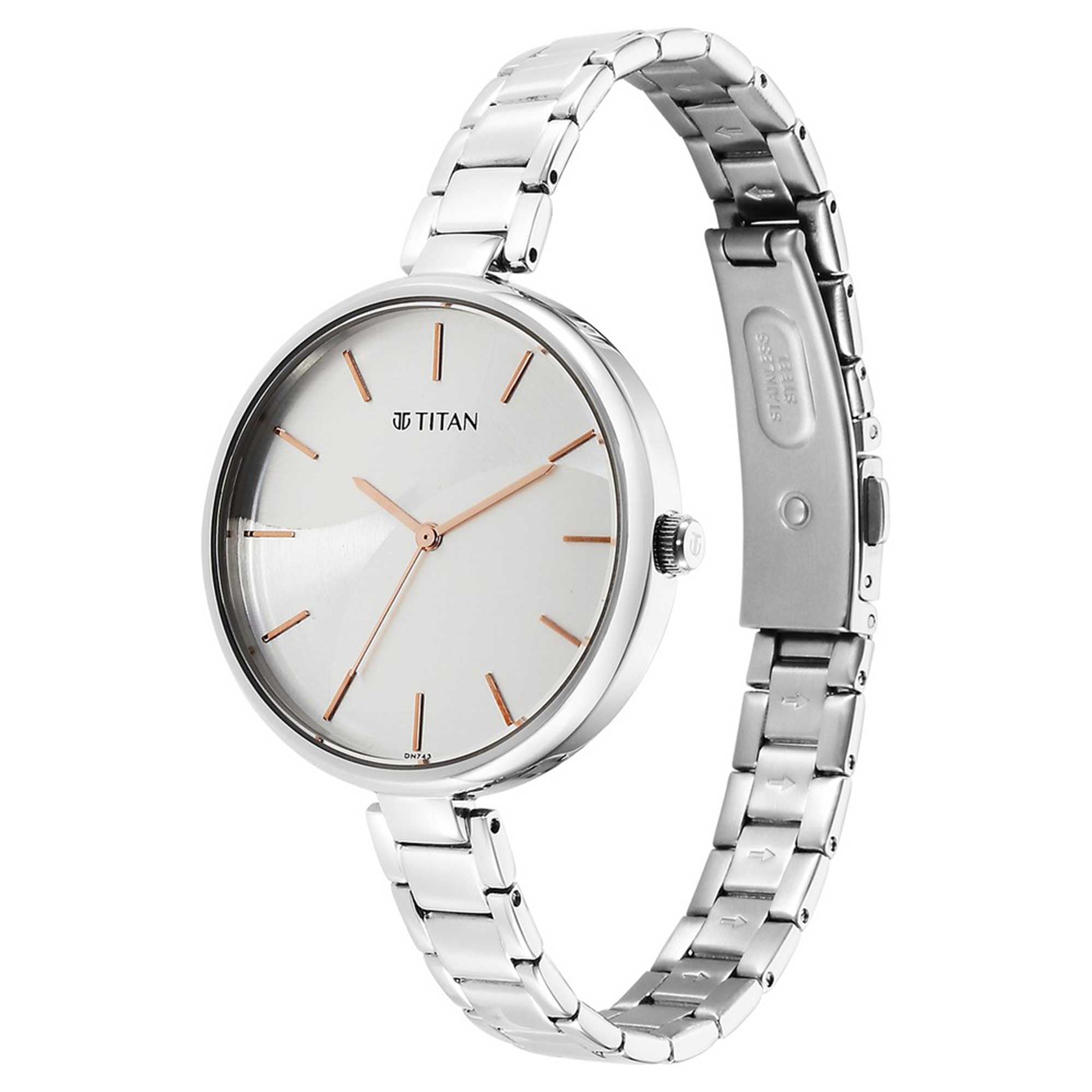 Titan Purple Stackables Quartz Alog Two Toned Dial Stainless Steel Strap Watch for Women