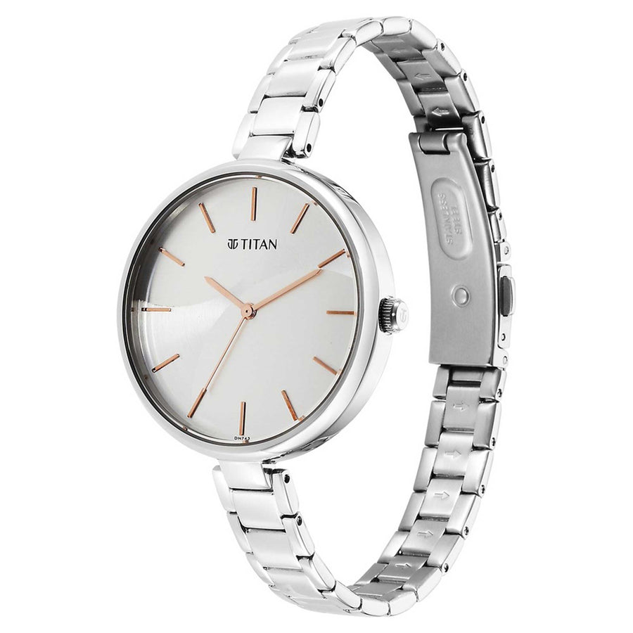 Titan Purple Stackables Quartz Alog Two Toned Dial Stainless Steel Strap Watch for Women