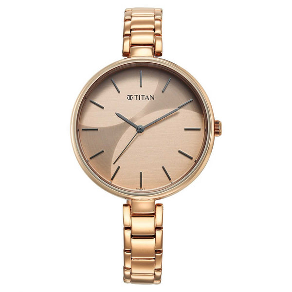 Titan Purple Stackables Quartz Alog Two Toned Dial Stainless Steel Strap Watch for Women