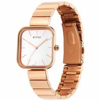 Titan Purple Stackables Quartz Analog White Dial Stainless Steel Strap Watch for Women