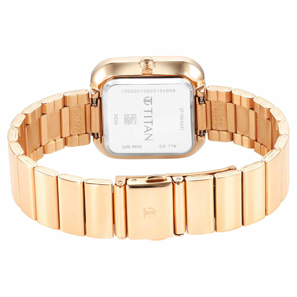 Titan Purple Stackables Quartz Analog White Dial Stainless Steel Strap Watch for Women
