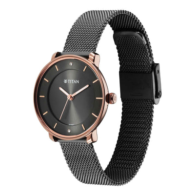 Titan Noir Anthracite Dial Analog Metal Strap Watch for Women