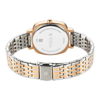 Titan Shaped Case Silver White Dial Metal Strap Watch