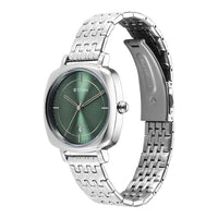 Titan Shaped Case Green Dial Metal Strap Watch
