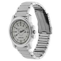 Fastrack Quartz Analog White Dial Stainless Steel Strap Watch for Guys