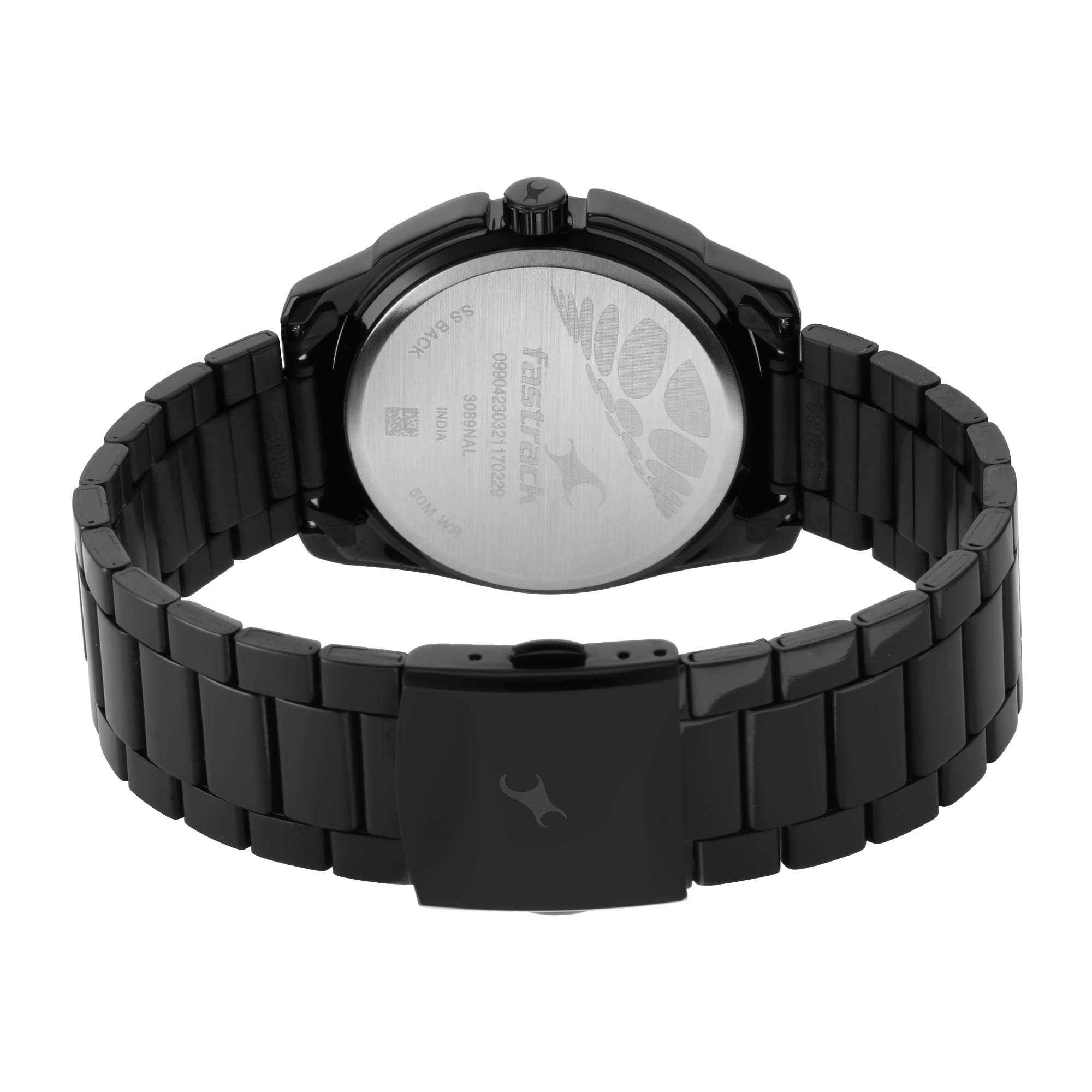 Tick Tock Fastrack Black Watch Chain Black Metal Strap Fastrack