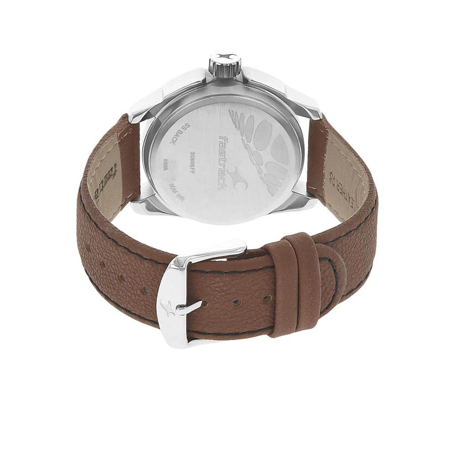 Fastrack Quartz Analog Black Dial Leather Strap Watch for Guys