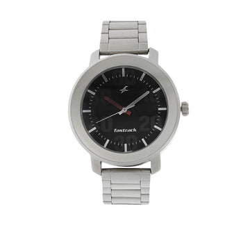 Fastrack Quartz Analog Black Dial Stainless Steel Strap Watch for Guys