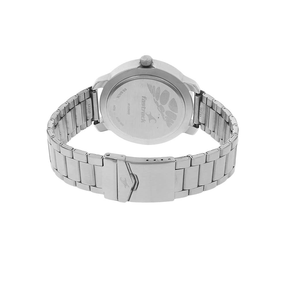 Fastrack Quartz Analog Black Dial Stainless Steel Strap Watch for Guys