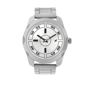 Fastrack Quartz Analog Silver Dial Stainless Steel Strap Watch for Guys