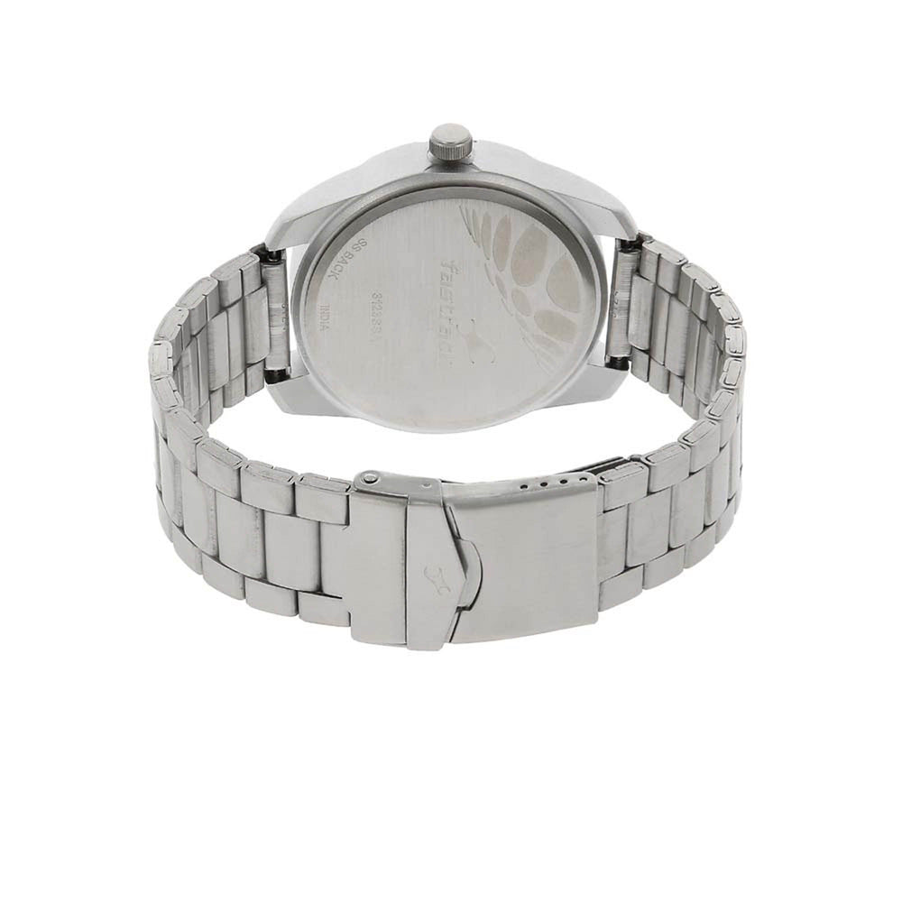 Fastrack Quartz Analog Silver Dial Stainless Steel Strap Watch for Guys