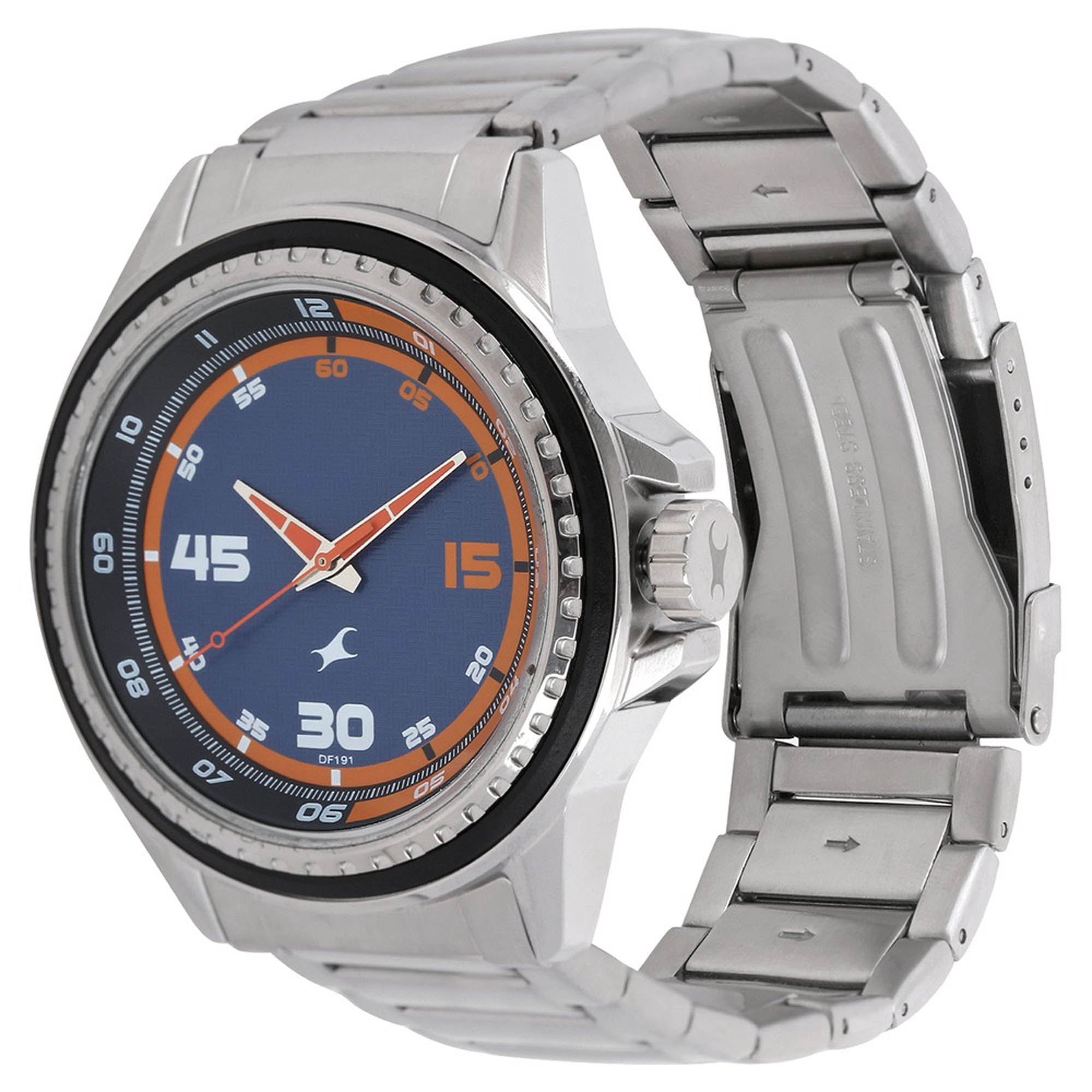 Fastrack Quartz Analog Blue Dial Metal Strap Watch for Guys