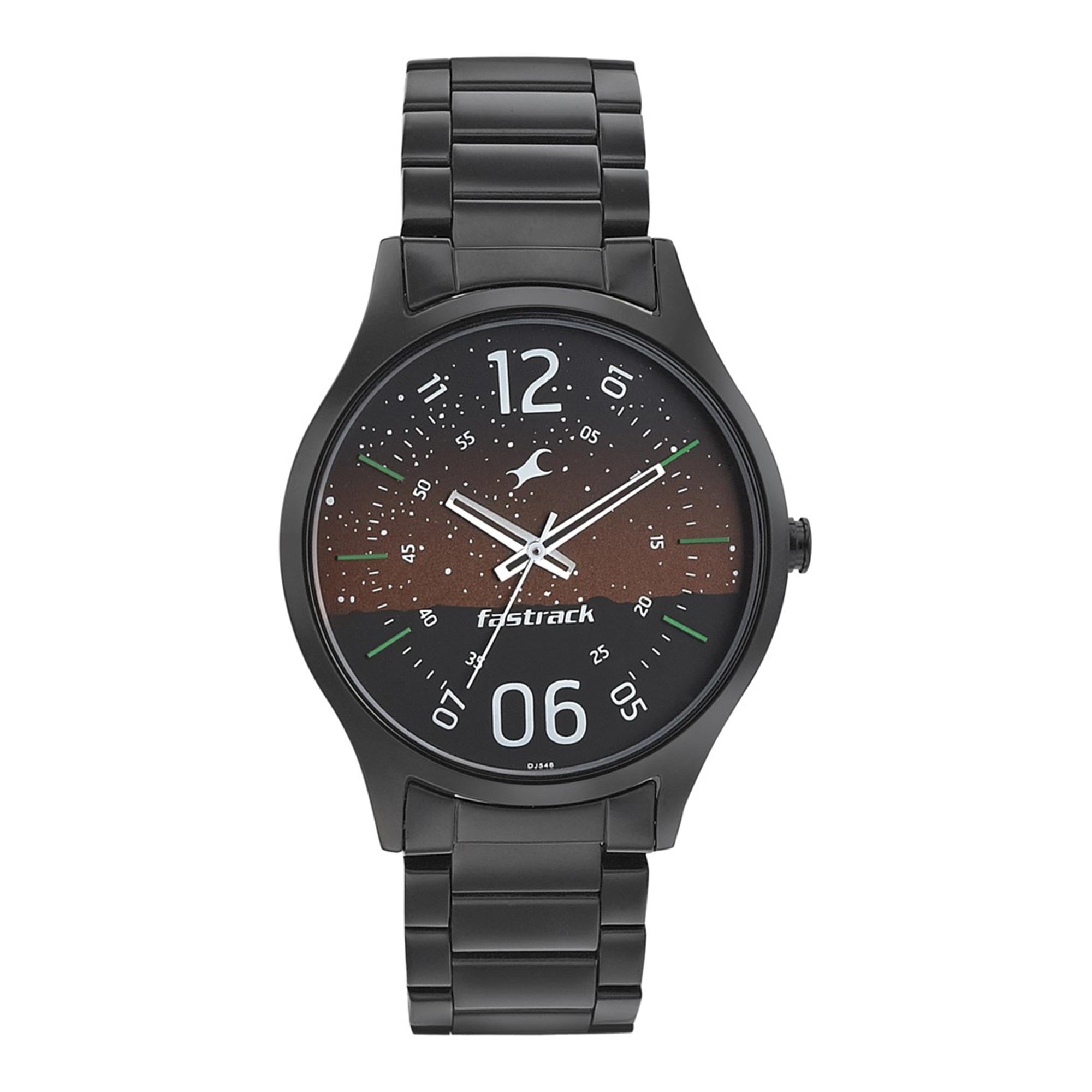 Fastrack Space Rover Quartz Analog Brown Dial Stainless Steel Strap Watch for Guys