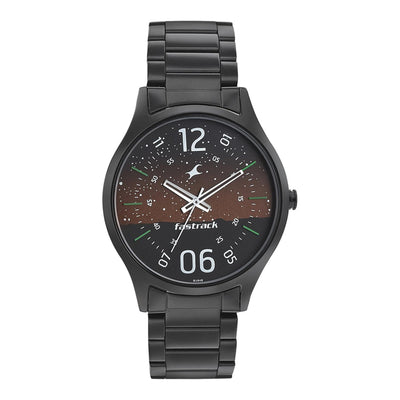 Fastrack Space Rover Quartz Analog Brown Dial Stainless Steel Strap Watch for Guys