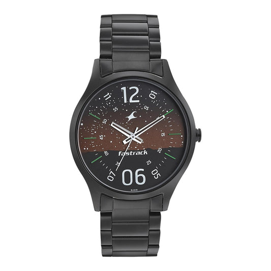 Fastrack Space Rover Quartz Analog Brown Dial Stainless Steel Strap Watch for Guys