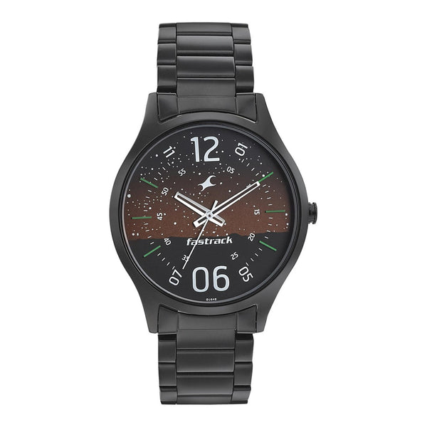 Fastrack Space Rover Quartz Analog Brown Dial Stainless Steel Strap Watch for Guys