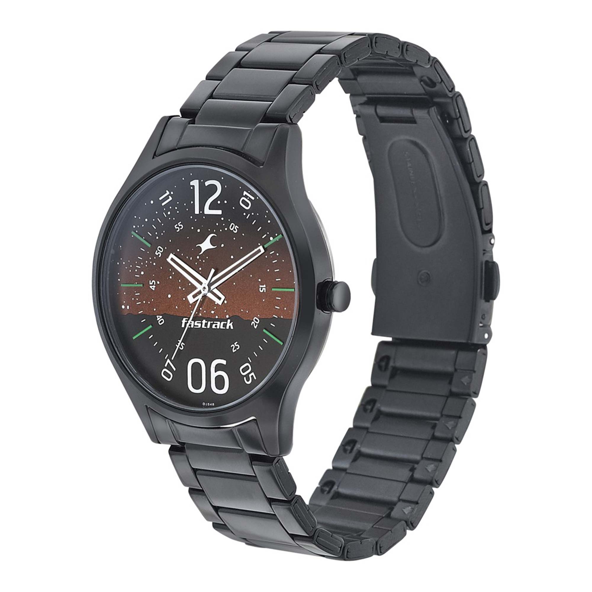 Fastrack Space Rover Quartz Analog Brown Dial Stainless Steel Strap Watch for Guys