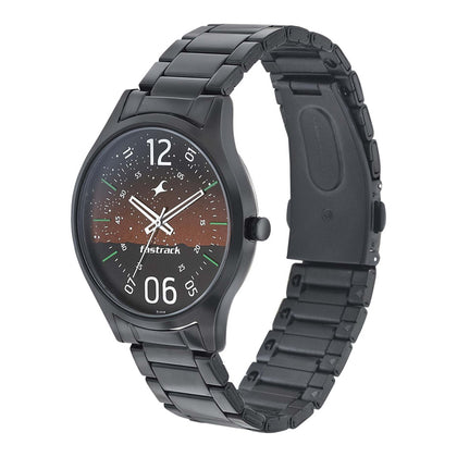 Fastrack Space Rover Quartz Analog Brown Dial Stainless Steel Strap Watch for Guys