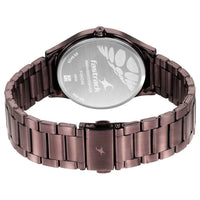 Fastrack Style Up Quartz Analog Brown Dial Stainless Steel Strap Watch for Guys