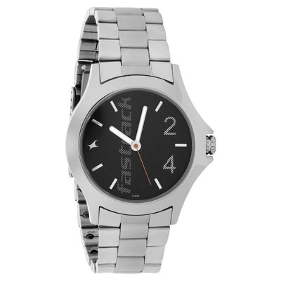 Black Dial Stainless Steel Strap Watch