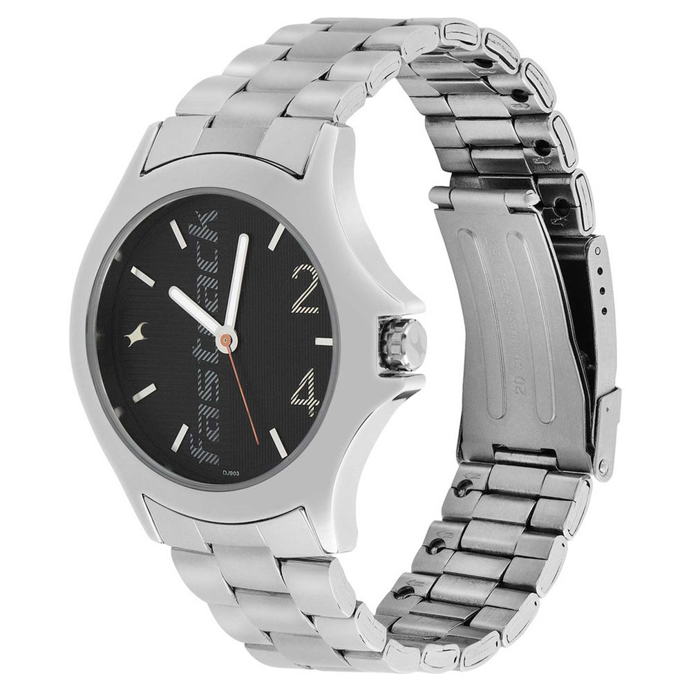 Black Dial Stainless Steel Strap Watch