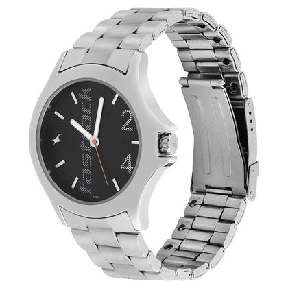 Black Dial Stainless Steel Strap Watch