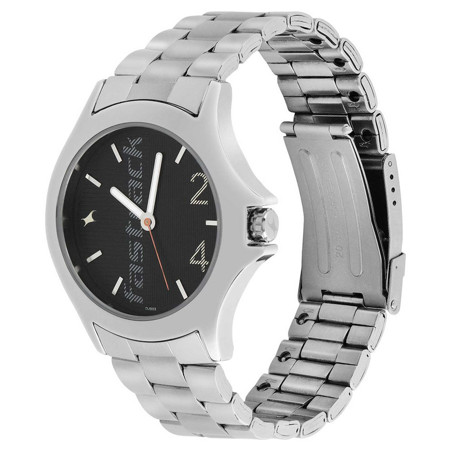 Black Dial Stainless Steel Strap Watch
