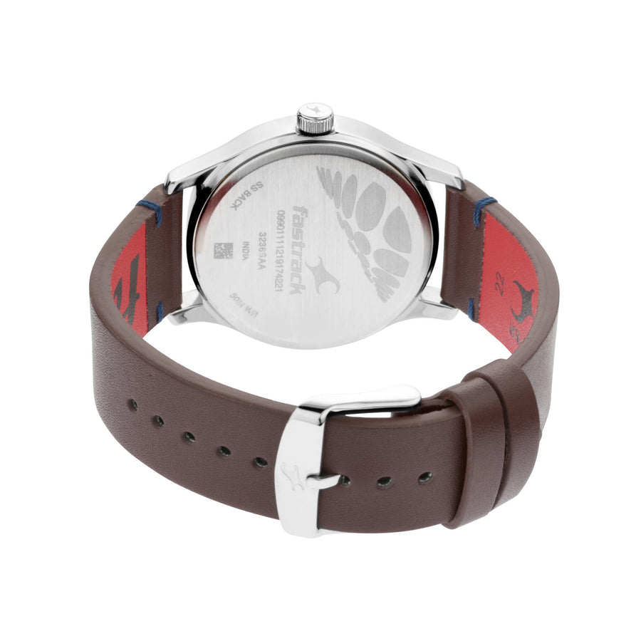 Fastrack I Love Me Quartz Analog Blue Dial Leather Strap Watch for Guys