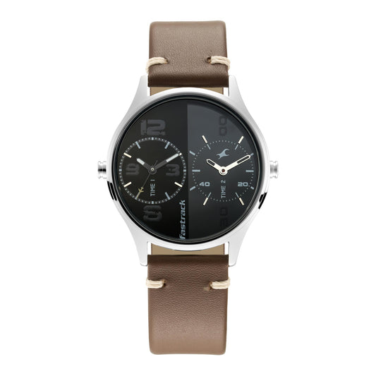 Tripster Black and Grey Dial Leather Strap Watch
