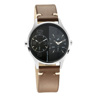 Tripster Black and Grey Dial Leather Strap Watch