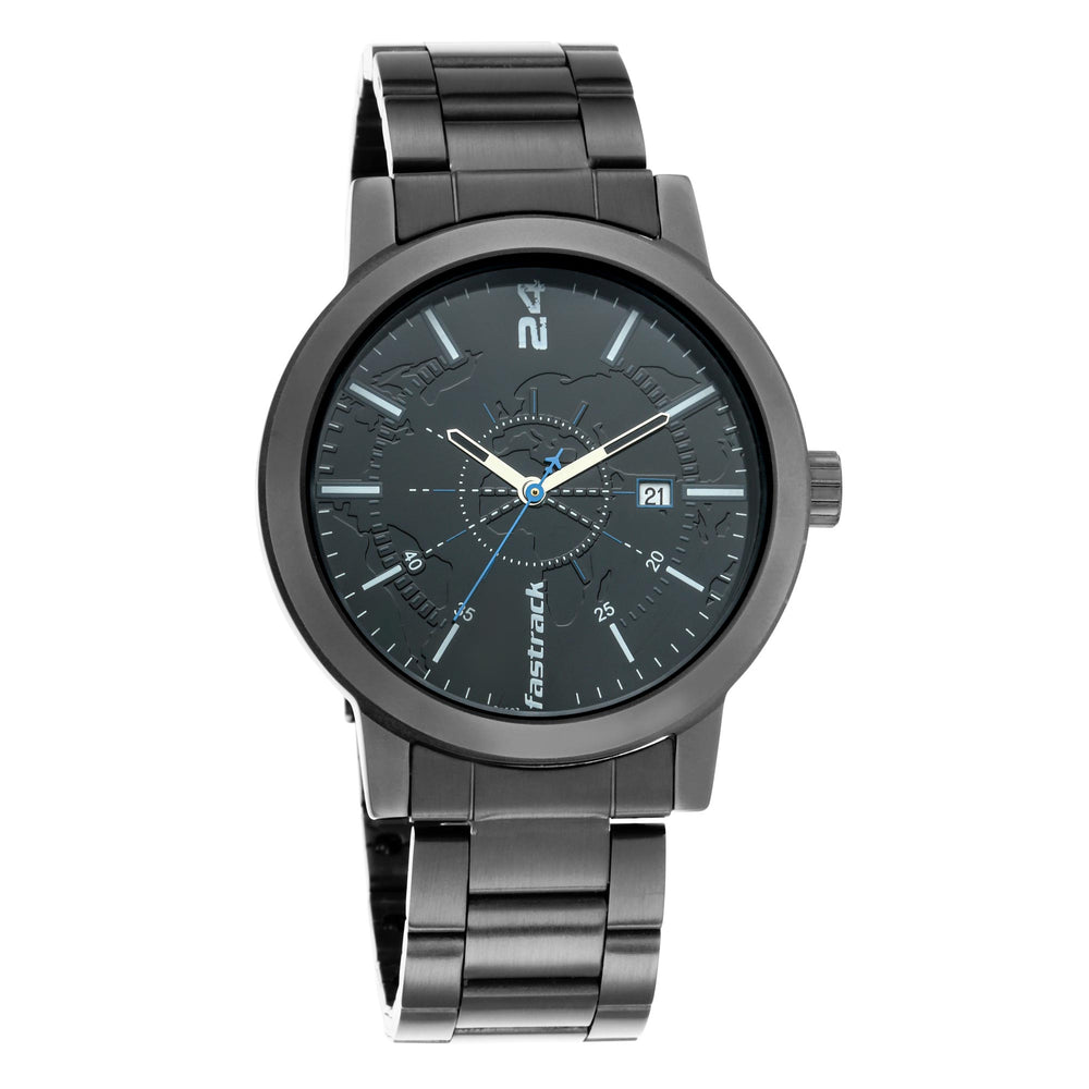 Tripster Black Dial Stainless Steel Strap Watch