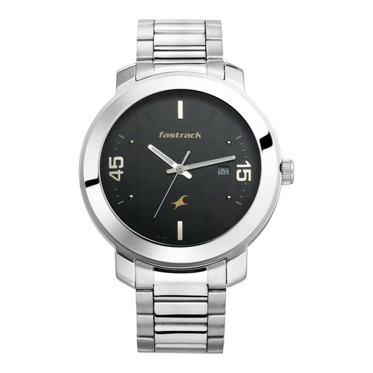 Black Dial Stainless Steel Strap Watch