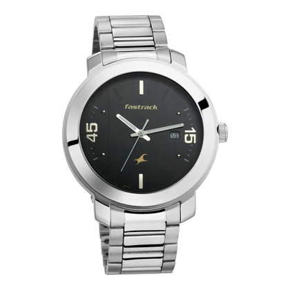 Black Dial Stainless Steel Strap Watch