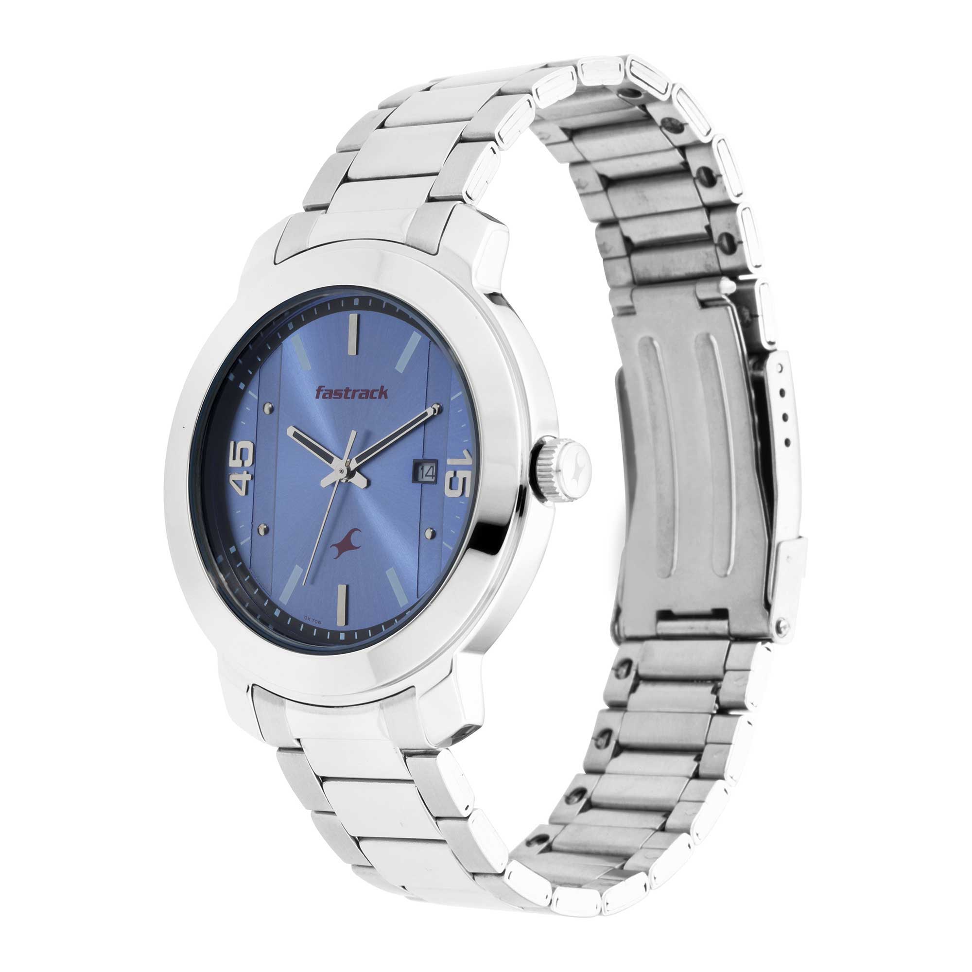 Blue Dial Stainless Steel Strap Watch