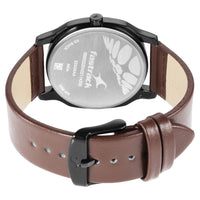 Fastrack Stunners Quartz Analog Silver Dial Leather Strap Watch for Guys