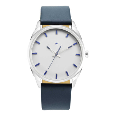 After Dark White Dial Leather Strap Watch for Guys