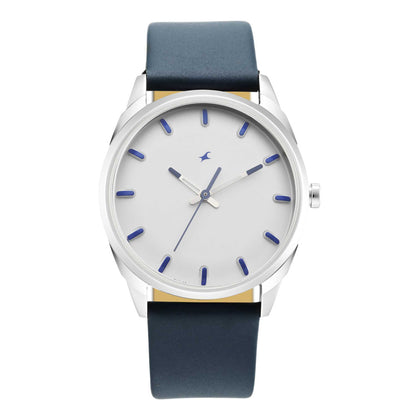 After Dark White Dial Leather Strap Watch for Guys