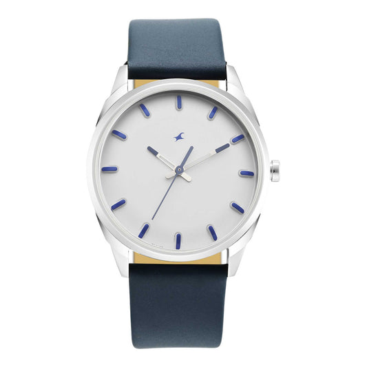 After Dark White Dial Leather Strap Watch for Guys