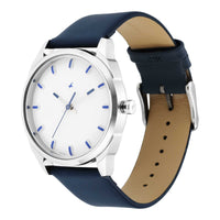 After Dark White Dial Leather Strap Watch for Guys