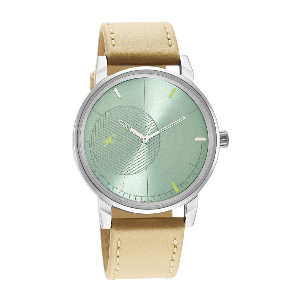 Fastrack Stunners Quartz Analog Green Dial Leather Strap Watch for Guys