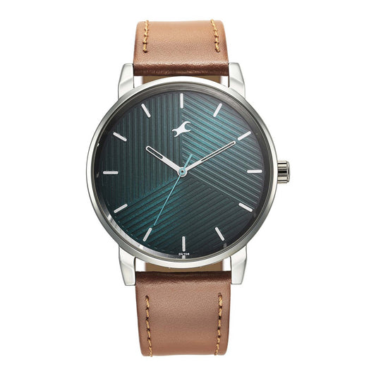 Fastrack Stunners Green Dial Leather Strap Watch for Guys