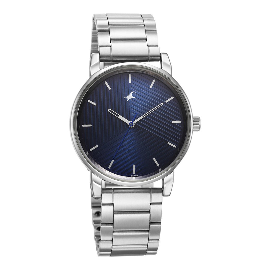 Fastrack Stunners Blue Dial Metal Strap Watch for Guys