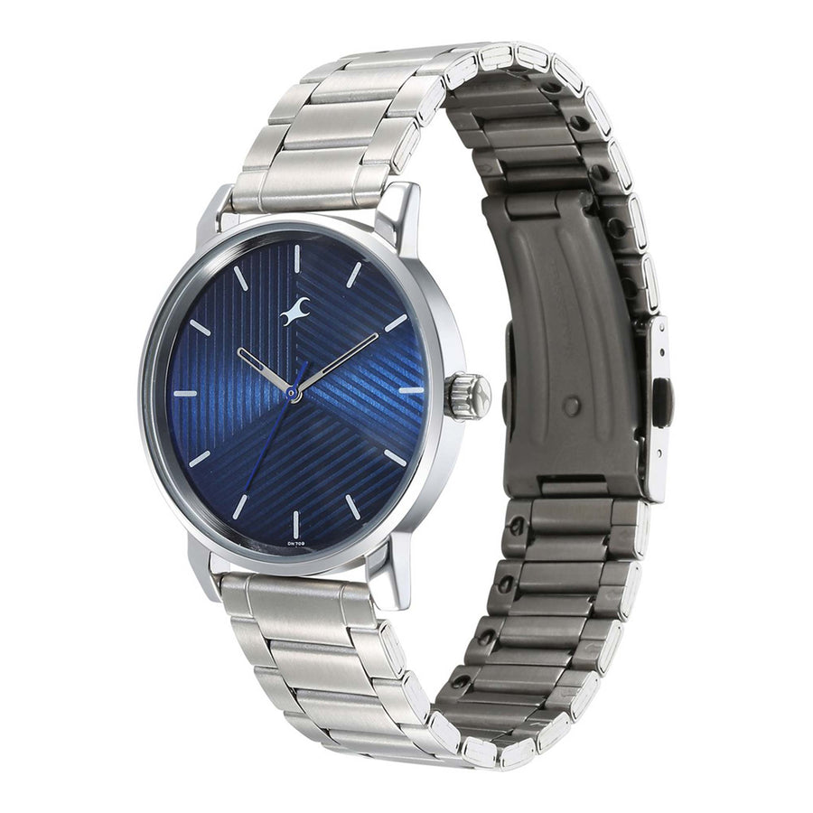 Fastrack Stunners Blue Dial Metal Strap Watch for Guys