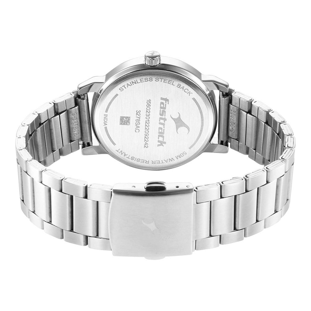 Fastrack Stunners Blue Dial Metal Strap Watch for Guys
