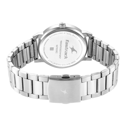Fastrack Stunners Silver Dial Metal Strap Watch for Guys