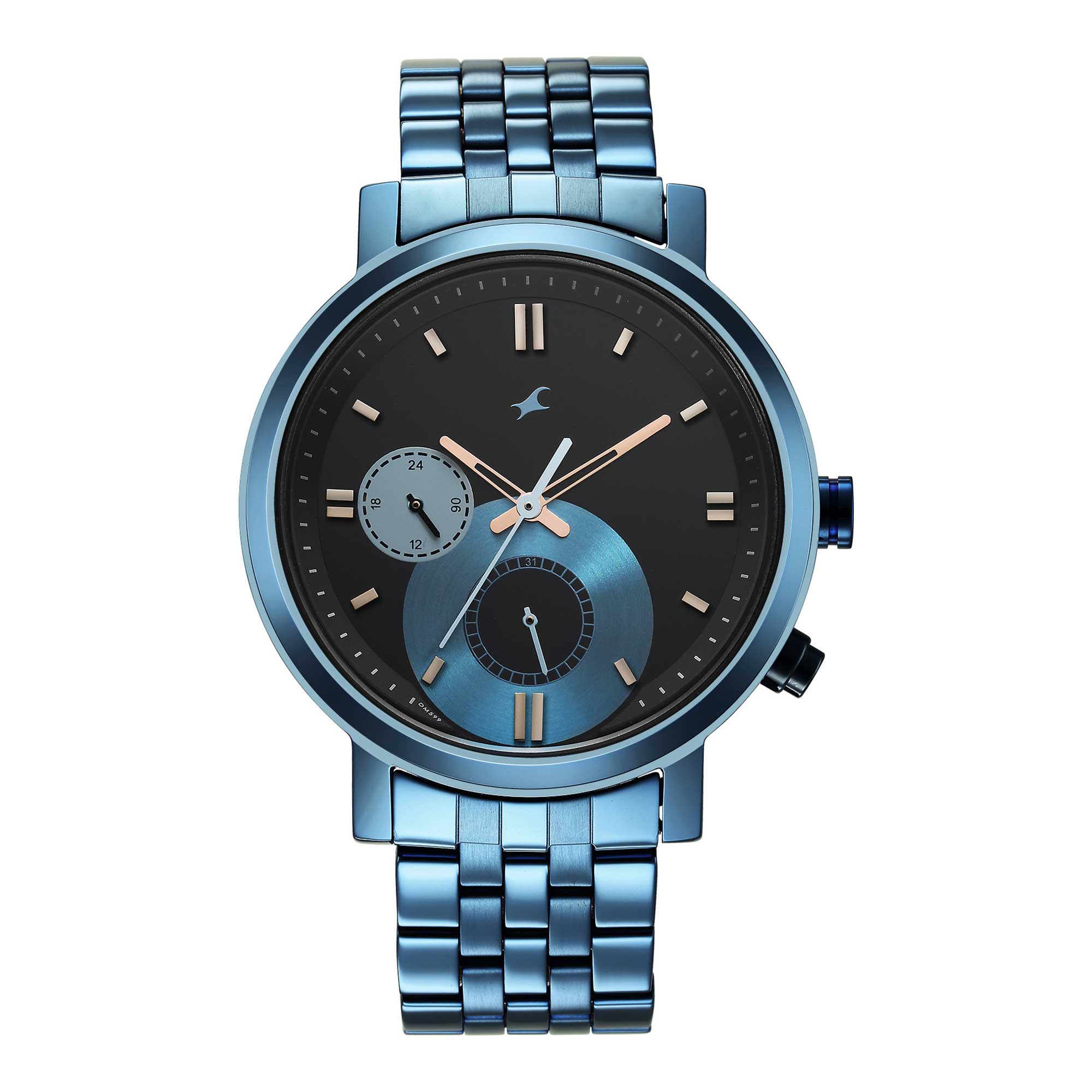 Fastrack Tick Tock Quartz Analog Black Dial Metal Strap Watch for Guys