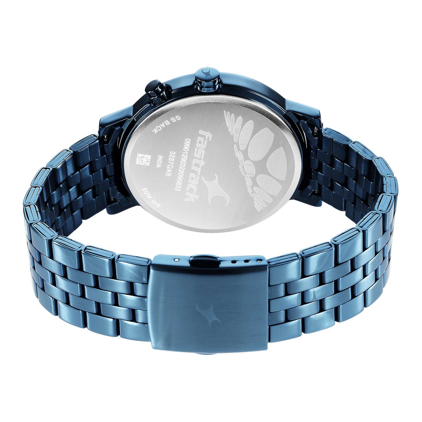 Fastrack Tick Tock Quartz Analog Black Dial Metal Strap Watch for Guys